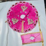 Gorgeous Dark Pink Krishna Ji Dress – Elegant Red Stone and Golden Boota Work Poshak (Janmashtami Special)