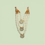 Premium Three-Layer Pearl Mala with Kundan Pendants for Laddu Gopal