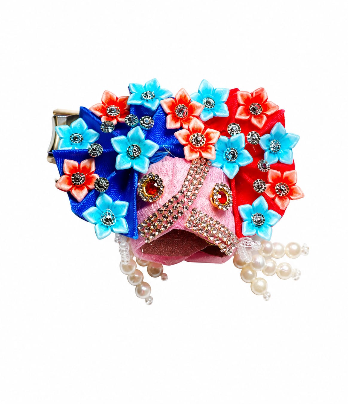 2 Handmade Floral Laddu Gopal Mukut (Blue & Red) - Image 1